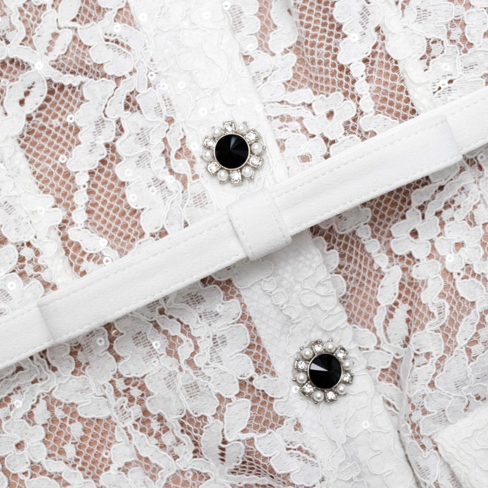 self-portrait White Lace Button Midi Dress 2026 - Size:US4 - MSRP $615 - NWT - Picture 5 of 9